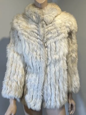 Vintage Saga Fox Mandarin Collar Natural Blue Fox Fur Jacket Coat Sz M - Image 1 of 4