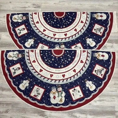 Snow Buddies Christmas Tree Skirt Fabric Panel Country Snowman Dianna Marcum 60" - Image 1 of 4