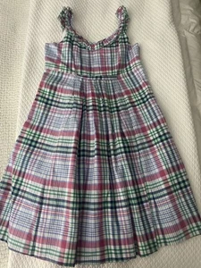 RALPH LAUREN GIRLS DRESS SIZE 8-10 WHITE PK BL GREEN PLAID WITH LINING - Picture 1 of 6
