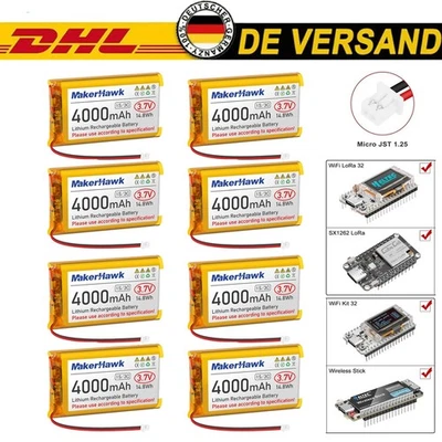 8x 3,7V 4000mAh LiPo-Akku wiederaufladbar mit Schutzplatine Isoliertes Gummiband - Bild 1 von 4