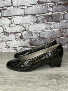 Gabor Green Croc Patent Leather Slip On Heel Shoes Women Sz 3.5UK/5M US/35EU - Picture 1 of 24