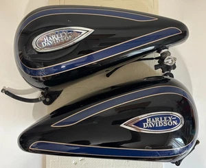 Harley Davidson Genuine Gas tank 1998 98 Evo FLSTS Springer Softail Black Blue - Foto 1 di 19