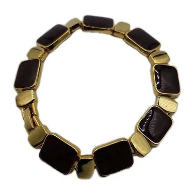 Vintage Gold Tone Ruby Red Jelly Cabochon Link Bracelet 7" - Image 1 of 4