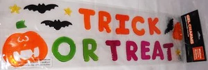 Halloween Gel Window Stick -Ons  TRICK OR TREAT with Pumpkins and Bats - Picture 1 of 1