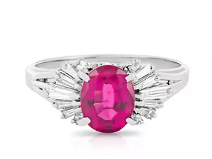 Exquisite 1.54ct Pink Tourmaline & 0.44ct Diamond Platinum Ring - UK Size P - Picture 1 of 3