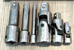 RARE 6 PC CRAFTSMAN INCLUDES 3 EXTENSIONS AND 3 UNIVERSALS ALL MADE IN USA - Picture 1 of 6