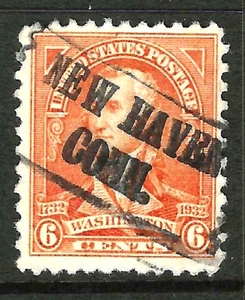 Sc #711 NEW HAVEN Box Precancel 1931 6 Cent Washington US 9B86 - Picture 1 of 2