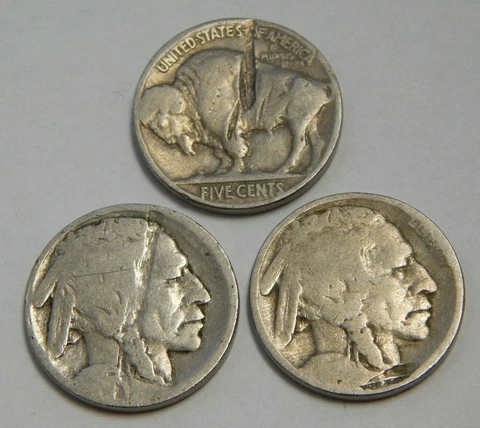 Lot of 3 - Mint Error - Struck Thru - Buffalo Nickels Cover