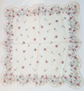 Vintage Handkerchief Tiny Flowers with Scalloped Edges - Picture 1 of 4