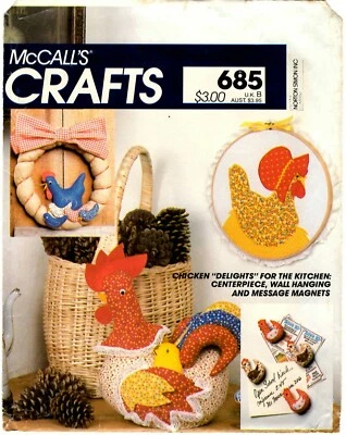 McCall's Crafts Sewing Pattern CHICKEN DELIGHTS KITCHEN DECORATIONS 685 Uncut - Image 1 of 4