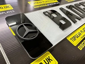 2x 4D Acrylic Stylish Car Number Plate Mercedes Black Matte Stickers Side Badges - Picture 1 of 2