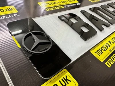 2x 4D Acrylic Stylish Car Number Plate Mercedes Black Matte Stickers Side Badges - Image 1 of 2
