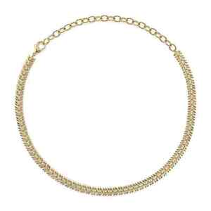 Diamond Laurel Wreath Necklace 14K Yellow Gold Round Cut 1.40CT Natural