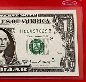 1969D $1 DOLLAR BILL ( ST LOUIS H ) UNCIRCULATED - Picture 1 of 3
