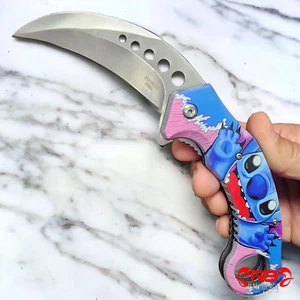 8.5" Stitch KARAMBIT SPRING OPEN ASSISTED TACTICAL FOLDING BLADE POCKET KNIFE - Picture 1 of 4