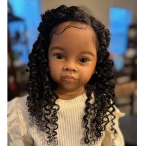 75cm Finished Reborn Baby Doll Cloth Body Girl Rooted Curly Hair Africa American - Afbeelding 1 van 3