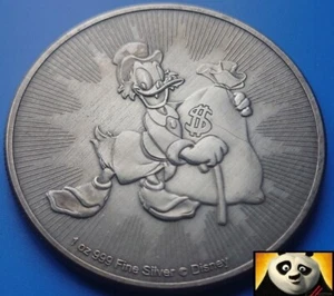 2018 Niue $2 Two Dollars Disney Scrooge McDuck .999 Silver Antique 1oz Coin - Picture 1 of 5