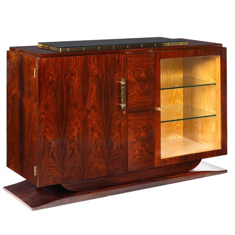 French Art Deco Macassar Ebony Antique Serving Cabinet Credenza, circa 1930 Cover