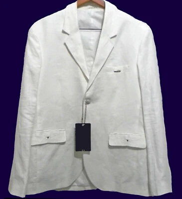 Mondo Authentic Men's White Linen 2 Buttons Jacket Blazer Size 2XL - Image 1 of 4