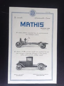 RARE ancienne brochure automobiles Mathis Modèle 1928 ETAT NEUF - Bild 1 von 3