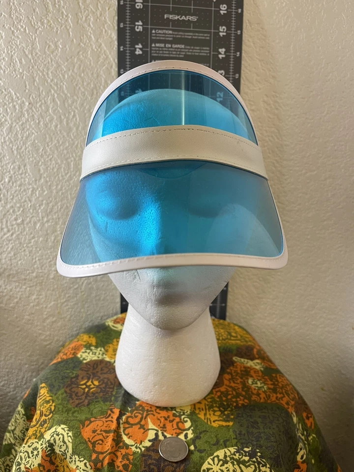 Clear Blue Plastic Sun Visor Tennis Beach Bingo Vegas Dealer Golf Sport Visor - Image 1 of 3