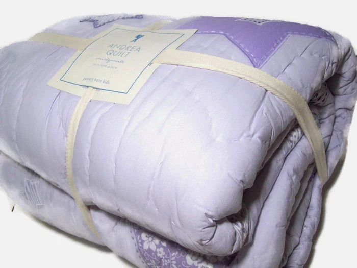 Pottery Barn Kids Multi Color Lavender Purple Andrea Star Flowers Twin Quilt New - Image 1 of 4