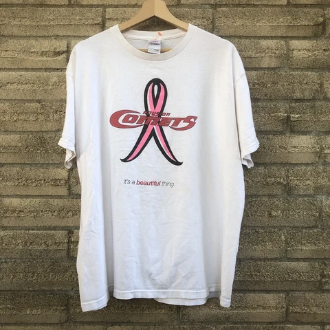 Vintage Y2K Houston Comets Breast Cancer WNBA Graphic T-Shirt Size XL Cover