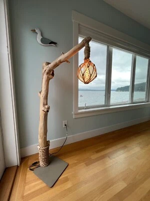 NEW! DRIFTWOOD FLOOR LAMP - 4.5ft NAUTICAL NATURAL RECLAIMED WOOD LIGHT - Image 1 of 4