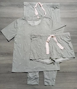 Felina Pajama Set Adult Medium Gray Stars *3 Piece* Tee/Short/Jogger Womens - Picture 1 of 4