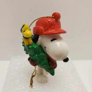 Peanuts Snoopy Woodstock Weihnachtsschmuck Bringinging Home the Tree PVC 3"T LESEN - Bild 1 von 7