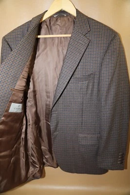 #331 $1,595 CANALI Silk Blend Check Blazer Jacket Size 44 R - Image 1 of 4
