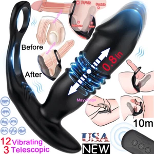 Male Prostate Massager Vibrator Thrusting Anal Butt Plug Dildo Sex Toys for Men - Picture 1 of 16