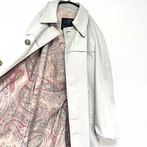 London Fog Vintage Trench Coat Off-White Paisley Lining 40REG Unisex Lightweight - Picture 1 of 8