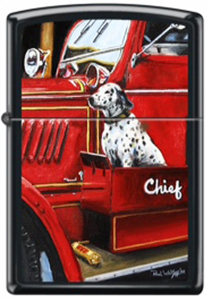American Firefighter "The Chief's Dog" de Paul Walsh encendedor Zippo negro mate Foto 1 de 3