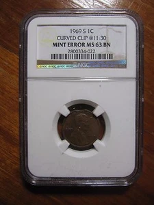 NGC-MS63BN 1969S UNITED STATES 1CENT LINCOLN ERROR COIN - Picture 1 of 4