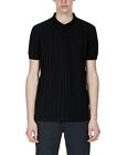 Fred Perry Men's Pinstripe Pique Polo Shirt Short Sleeved Top M2610-102 - Black