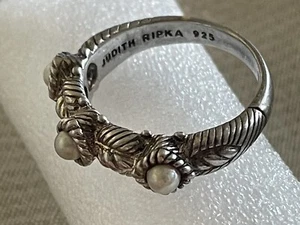 Judith Ripka Sterling Silver Triple Pearl Cable Band Ring Size 8.75 - Picture 1 of 5