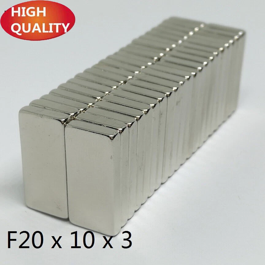 10 MAGNETI NEODIMIO 20x10x3 MM CALAMITA POTENTE FIMO CERAMICA  - Immagine 1 di 1