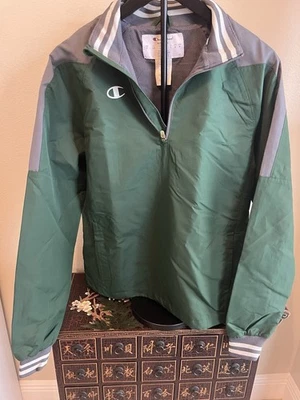 Champion 1/4 Zip Windbreaker Green/gray Small Vintage - Image 1 of 4