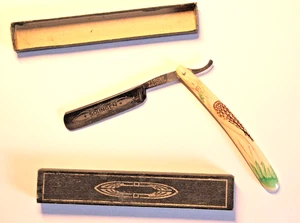 Antikes Rasiermesser aus Solingen der Marke Vinces mit geschnitztem Reihermotiv - Bild 1 von 7