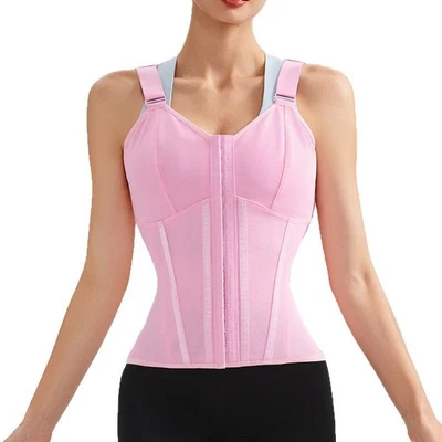 Malla Cremallera Doble Capa Acero Acanalado Cintura Apretada Entrenador Prendas moldeadoras Corsé Foto 1 de 3