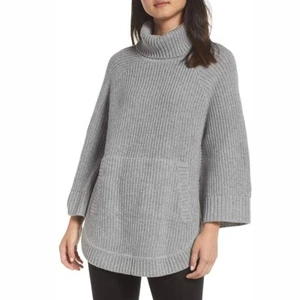 Ugg Raelynn Grey Sweater Chunky Knit Turtleneck Relaxed Pullover  - Picture 1 of 9
