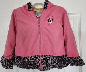 Giacca con cappuccio leggera Penelope Mack bambina rosa stampa animalier orlo taglia 2T - Foto 1 di 4
