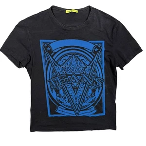 Vintage 00s Versace Jeans TShirt Logo Short Sleeve Black 100% Cotton Small - Picture 1 of 7