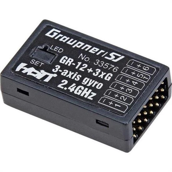 GRAUPNER GR-12 + 3XG 2,4GHZ HOTT EMPFÄNGER MIT 3-ACHS GYRO / 33576 - Bild 1 von 1