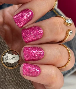 Prensa de álamo rojo en las uñas ~ Hot to Trot, guiones de uñas Trish ~ corto ~ cuadrado ~ brillo - Imagen 1 de 3