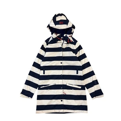 Abrigo Helly Hansen Lyness Impermeable Chaqueta de Lluvia con Capucha W XS Blanco Azul Rayas Foto 1 de 4