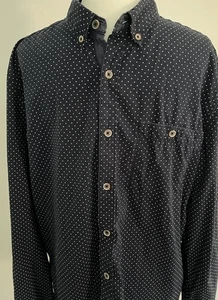Denim & Flower Mens Button Up Long Sleeve Shirt Size Large Slim Fit Navy Blue - Picture 1 of 3