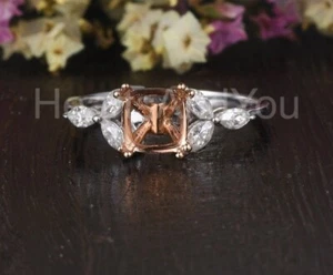 1ct Cushion Stone Ring Setting Marquise Simulated Semi Mount 14k RoseGold Plated - Picture 1 of 8