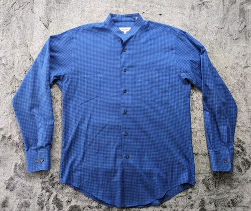 SAINT LAURENT (YSL) Yves Saint Laurent collo a fascia manica lunga uomo taglia 15 5 34 35 blu